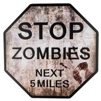 warning sign zombies next 5 miles metal wall art novelty octagon stop sign