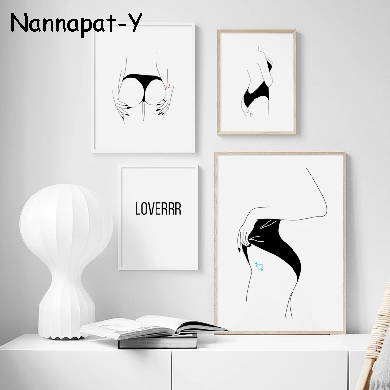 Абстрактная Картина на холсте с изображением сексуальной девушки татуировкой