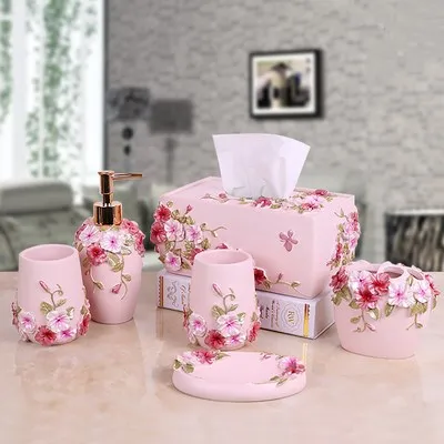 6pcs Туалетные принадлежности для ванной комнаты, аксессуары для ванной комнаты из пяти частей, бутылка для лосьона, держатель для зубных щеток, новые свадебные предметы, Товары для ванной комнаты - Цвет: 6pcs