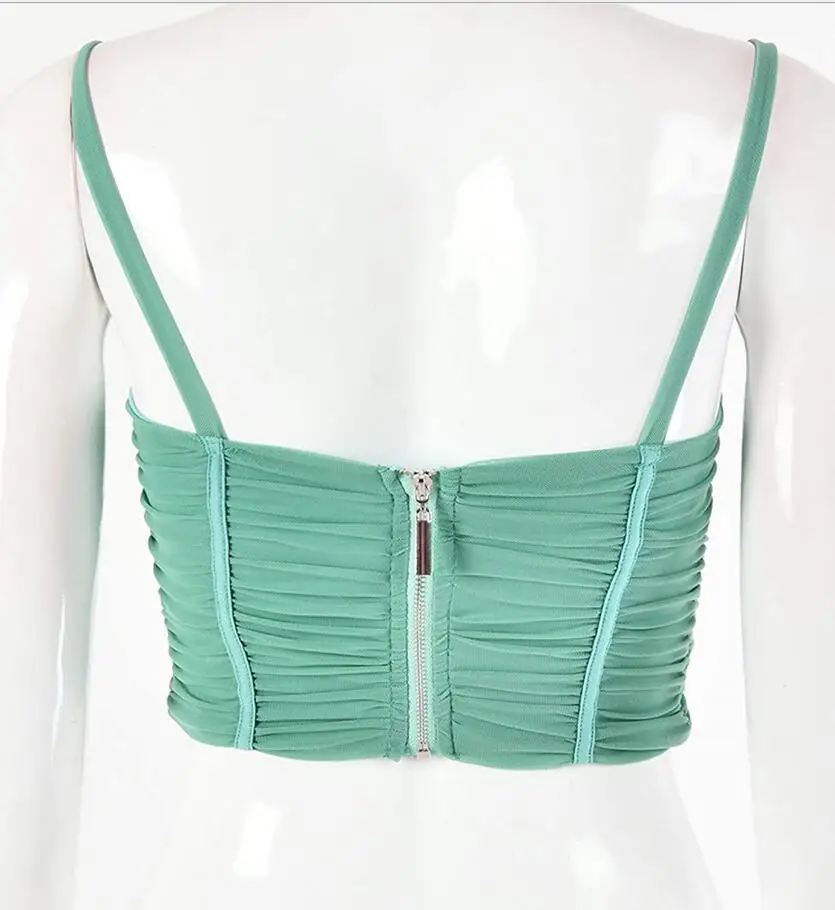 

Fashion Ruched Lace Up Sleeveless Tie Front Top Solid Camis Bustier Crop Tops Women Sexy Backless Corset Cropped Top q127