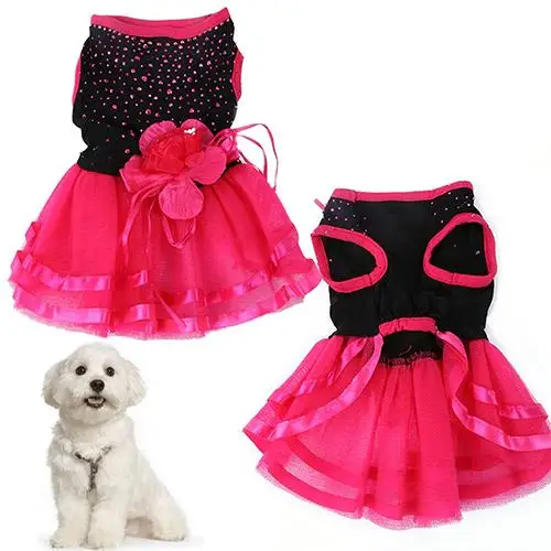 

Pet Dog Rose Flower Gauze Lace Dress Skirt Puppy Cat Princess Clothes Apparel Rose Flower Mesh Party Apparel Cute Dress For Dogs