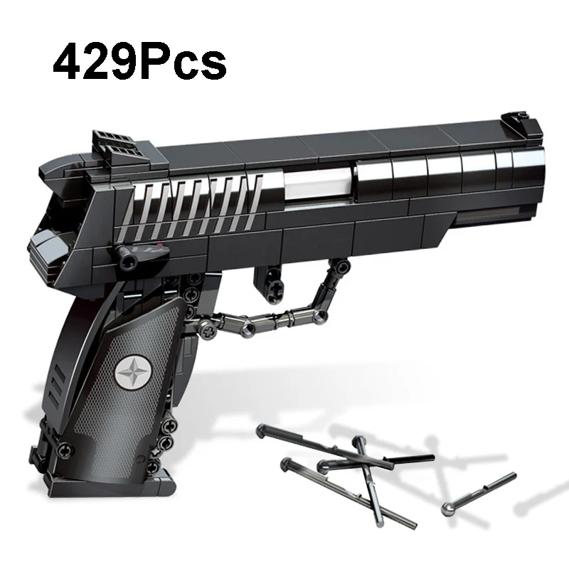 Military Series 429Pcs 92 Type Pistol Desert Eagle Gun Model Building Blocks City Assembly Weapons With Bullet Bricks Toys Gifts