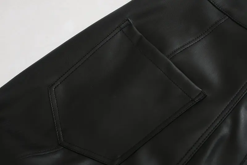 Модные черные штаны из искусственной кожи, Женские Мешковатые Длинные повседневные штаны-шаровары, женские плиссированные брюки размера плюс, Pantalon Femme