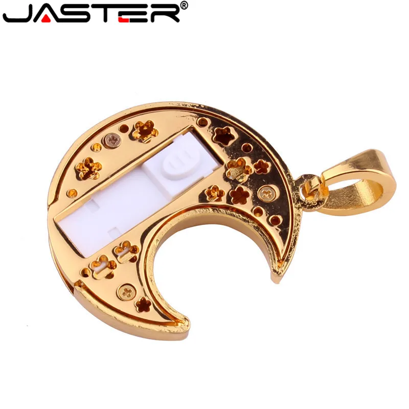 USB флеш накопитель JASTER в форме Луны с кристаллами 8/16/32/64 ГБ|necklace pendrive|pendrive 8gbflash disk |