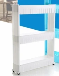white three layers Подвижный Пластик промежуток стеллаж для хранения холодильник пространство стойки с роликом полки Кухня Ванная комната коляски интервал 4-секционный измельчитель для специй - Цвет: white three layers