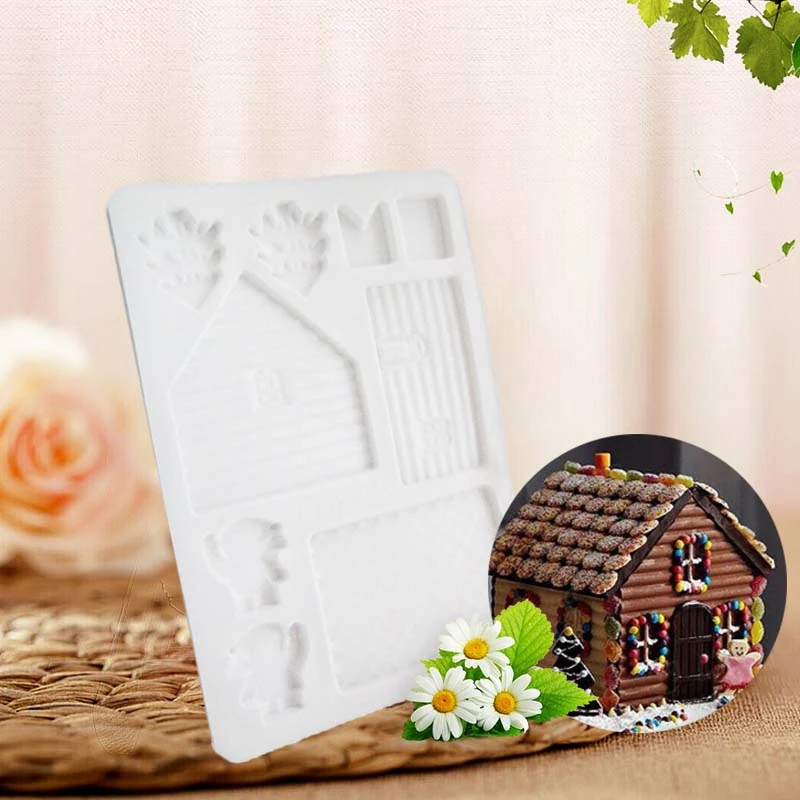 

A Christmas Mold Cake Cooking Tools Baking Tools Cartoon House Design DIY Silicone 3D Cake Chocolate Cookies Mold Decoration