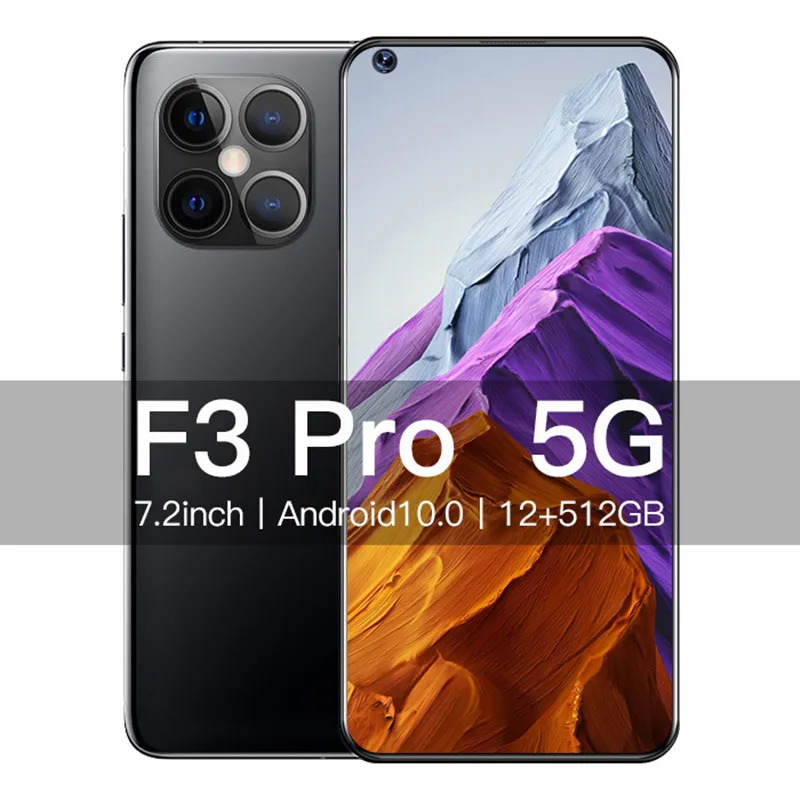 Смартфон F3 Pro 5000 мА/ч Батарея 12G 512 ГБ Celulares 7 2 &quotГлобальная версия 16 + 32MP Камера с