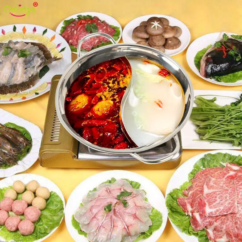 28 см Горячая кастрюля с двойным разделением из нержавеющей стали кухонная посуда