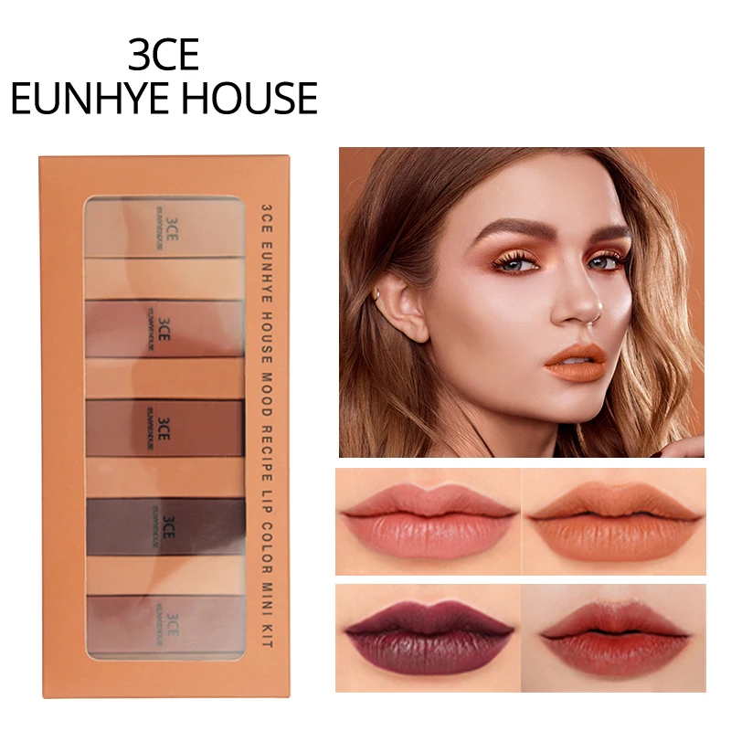 3CE EUNHYE HOUSE матовая помада губная помада водостойкие помады Косметика легко переносить матовые помады 5 цветов в 1 наборе горячая распродажа