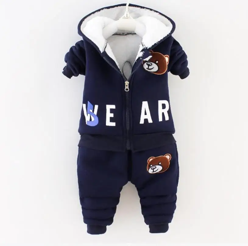 2021 Promotion New Cartoon Children Clothing Winter Clothes Hoodies+pants Outfit Kids Velvet Warm Plus Thick Suit For Sets 1-4y | Детская