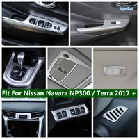 gear position panel shift knob head lights switch button cover trim matte interior for nissan navara np300 terra 2017 2021