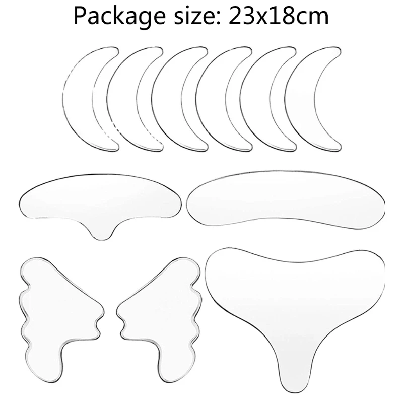 

11PCS Reusable Silicone Anti-wrinkle Face Forehead Sticker Cheek Chin Sticker Facial Eye Patches