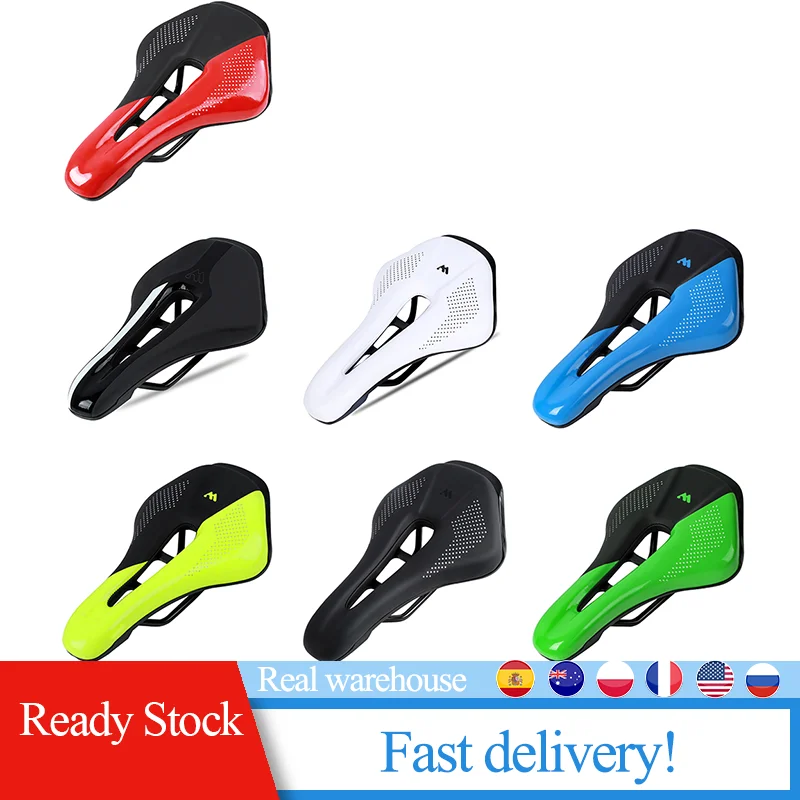 

Bicycle Saddle Ergonomic MTB Road Bike Perforated Seat Foam Cushioned PU Leather Texture Steel Rail Cycle Accessories Breath