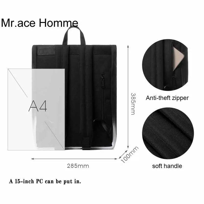 Черный и белый художественный большой рюкзак для ноутбука с принтом мужской