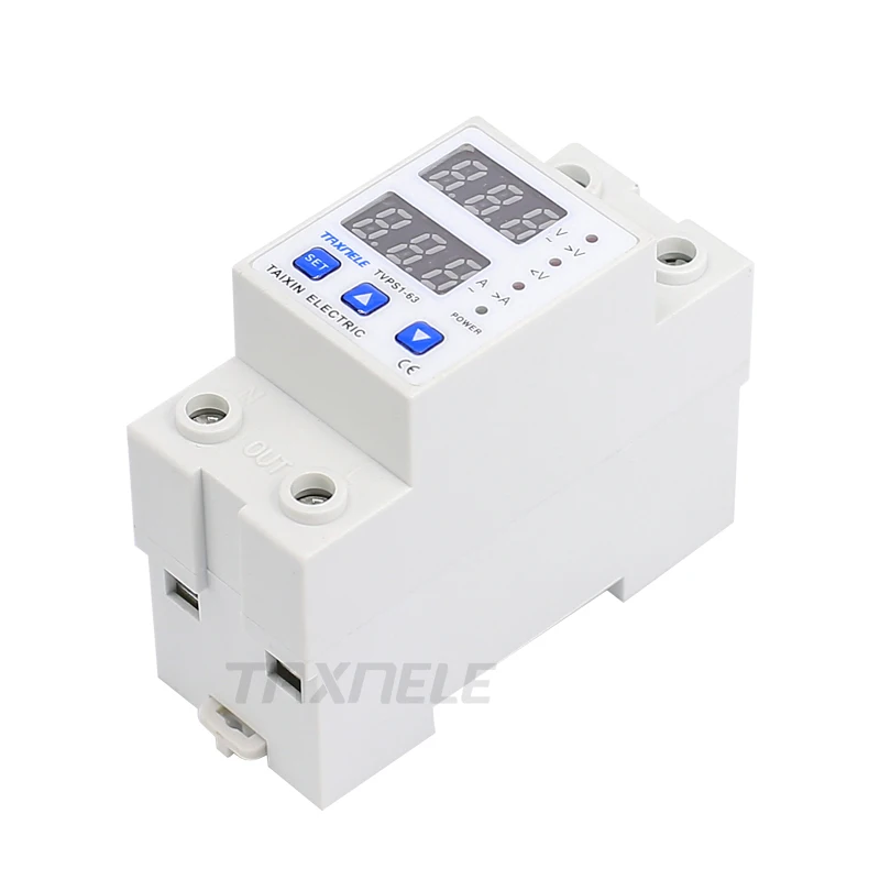 63A 230V din-рейка регулируемое перенапряжение и под напряжением защитное устройство предохранитель реле с защитой от перегрузки по току