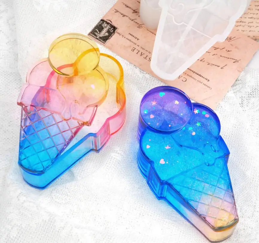 

DIY Ice Cream Silicone Mold Trinket Box Making Resin Storage Supplies Silicone Molds for Resin Art Home Deco Mold