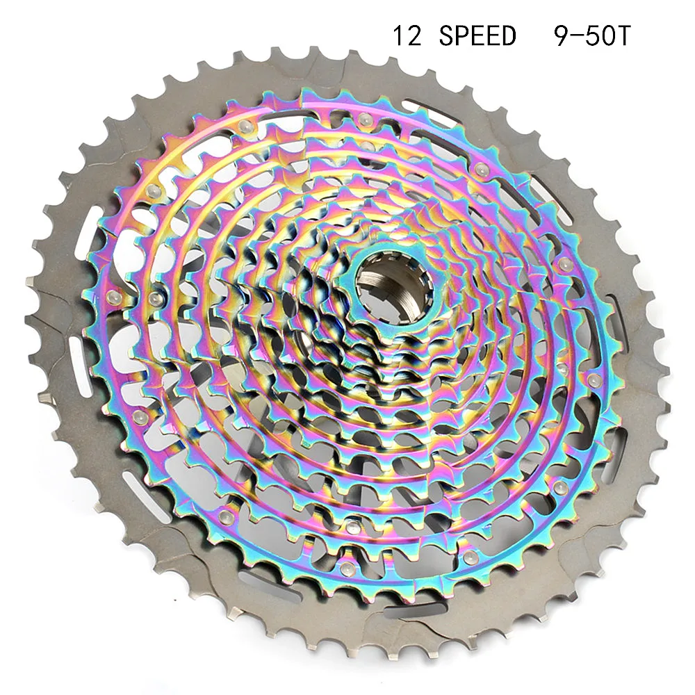 12S 9-50T HIMALO MTB 11 скоростей 9-50T и 12 Скоростей 9-50T Сверхлегкий XD велосипедный кассета Радуга полный стальной горный велосипедный маховик звездочка - Цвет: 12S 9-50T
