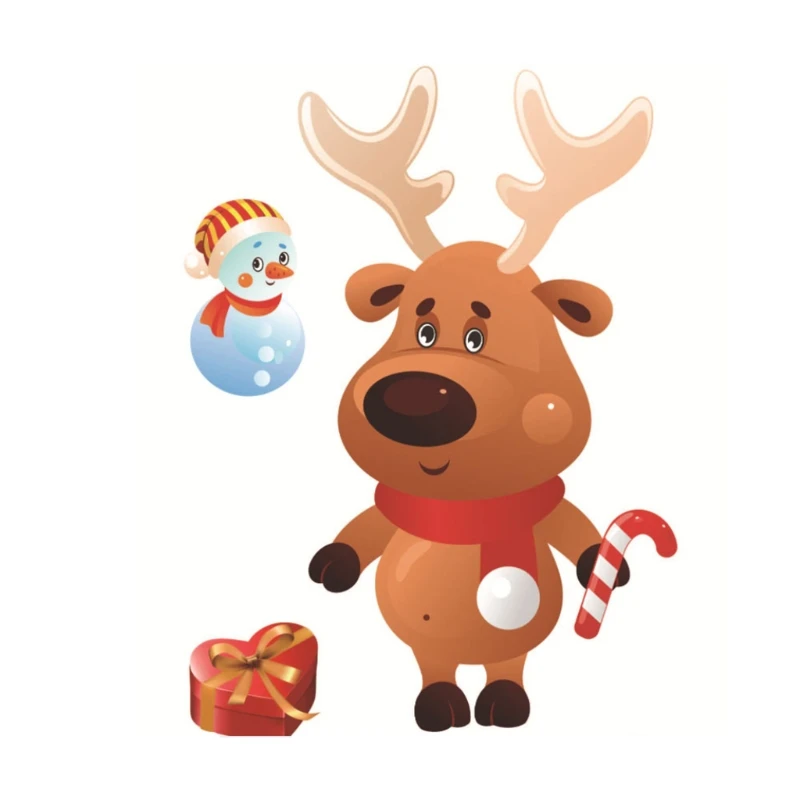 Рождественская мультяшная Наклейка на окно с Санта-Клаусом снеговиком снежинкой