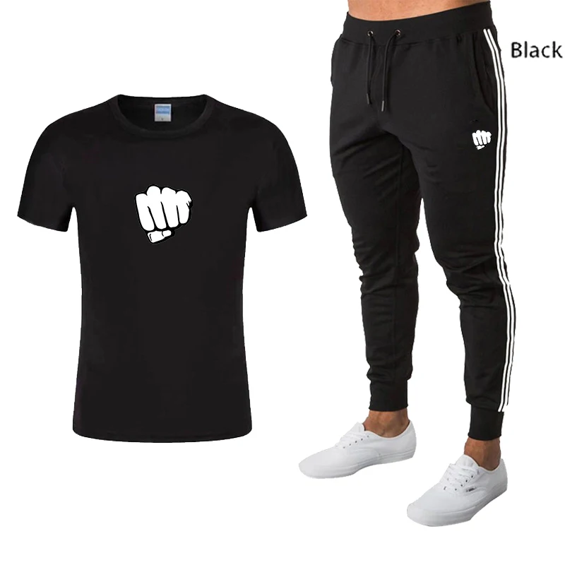 

2021 Summer Fashion Leisure Sportswear Summer Letter Printing Suit Men's Jogging Suit Fitness Suit Men's T-Shirt + Pants 2-Piece
