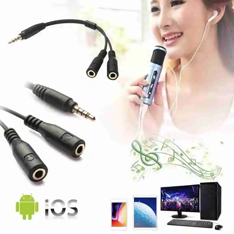 Кабель для наушников адаптер 3 5 мм стерео аудио папа к 2 сплиттер Trrs микрофон
