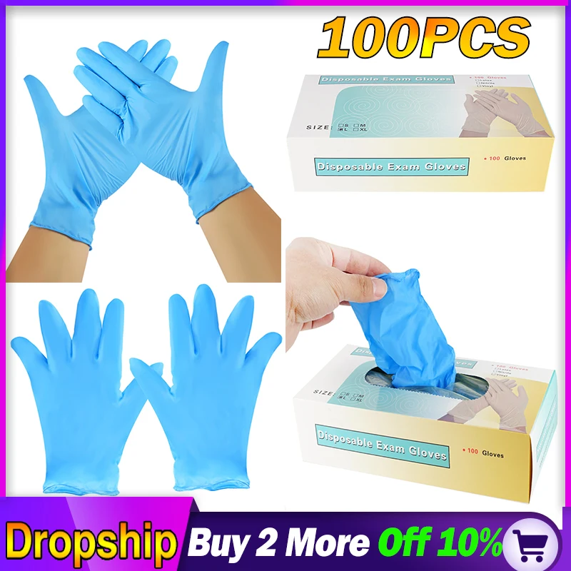 100 шт одноразовые латексные перчатки белые Нескользящие кислотные и щелочные