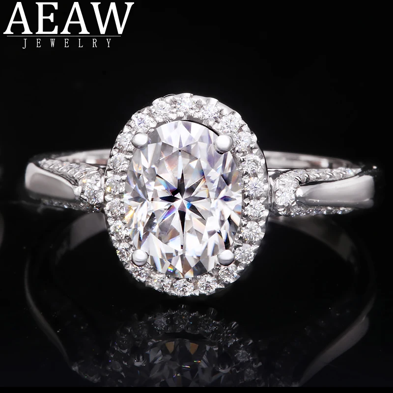 

1.5carat ct 6x8mm DF Color VVS1 Oval Brilliant Cut Moissanite Engagement Ring for Lady Real 18K White Gold