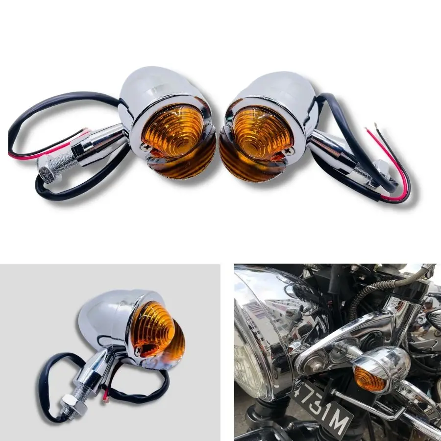 

Yecnecty 1 Pair Chrome Motorcycle Turn Signal Light Universal Aluminum Motor Bicycle Flashers For Aprilia Triumph Victory Honda