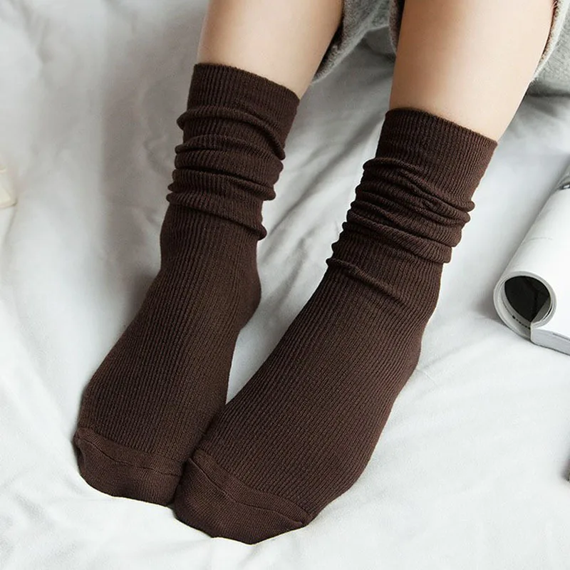 

Cotton Women Socks Solid Color Retro Forest Style Socks Japanese Style Long Socks Soft Breathable Sock Black White Dropshipping