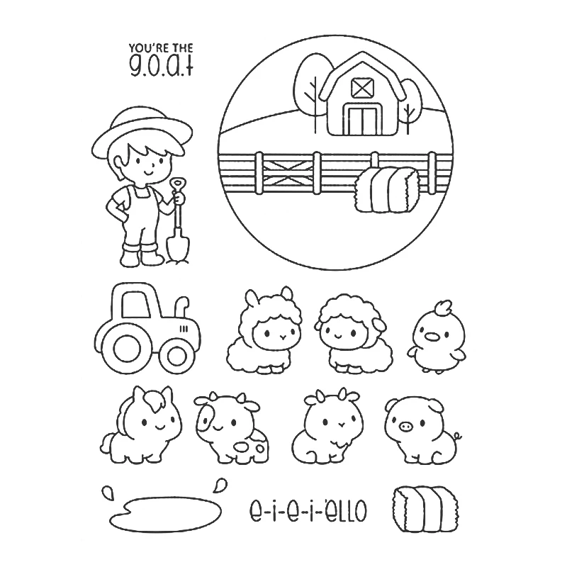 Все круглые забавные прозрачные штампы для фермы и координационные мальчиков