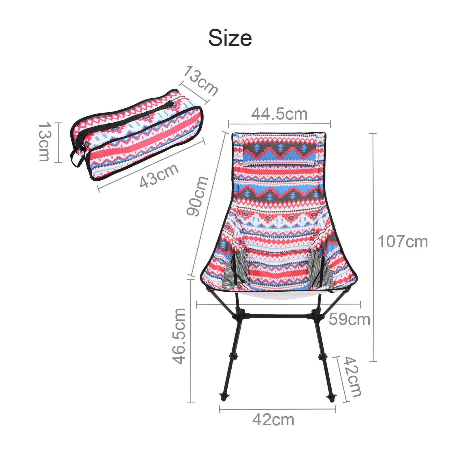 구매 초경량 휴대용 접이식 의자 정원 의자 에스닉 스타일 스토리지 가방 쿠션 야외 해변 낚시 캠핑 안락 의자-40
