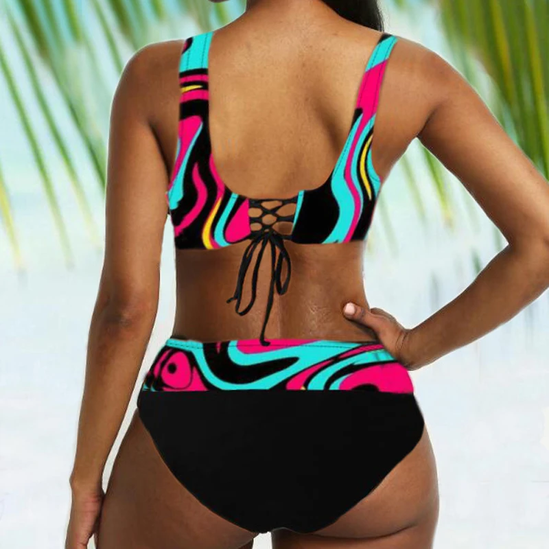 

Large Size 5XL Swimsuit 2020 Sexy Women High Waist Bikini Swimwear Female Bandage Bikini Set Biquini Bathing Suit Women