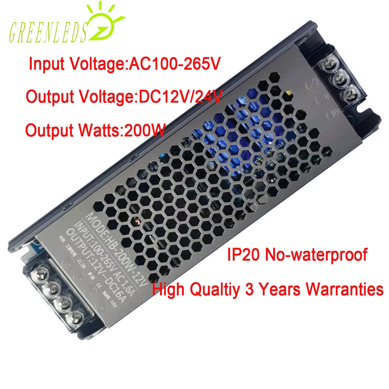 Поставщики светодиодной мощности выход 200 Вт 12 В постоянного тока или 24 входное