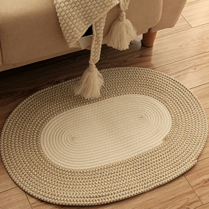 Коврик из хлопка и льна в японском стиле Плетеный вручную ковер для ванной