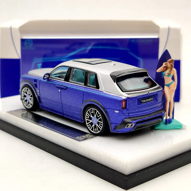 Модель времени 1:64 для Rls ~ Rce SUV CULLINAN Mansory Blue с фигуркой литая модель автомобиля |