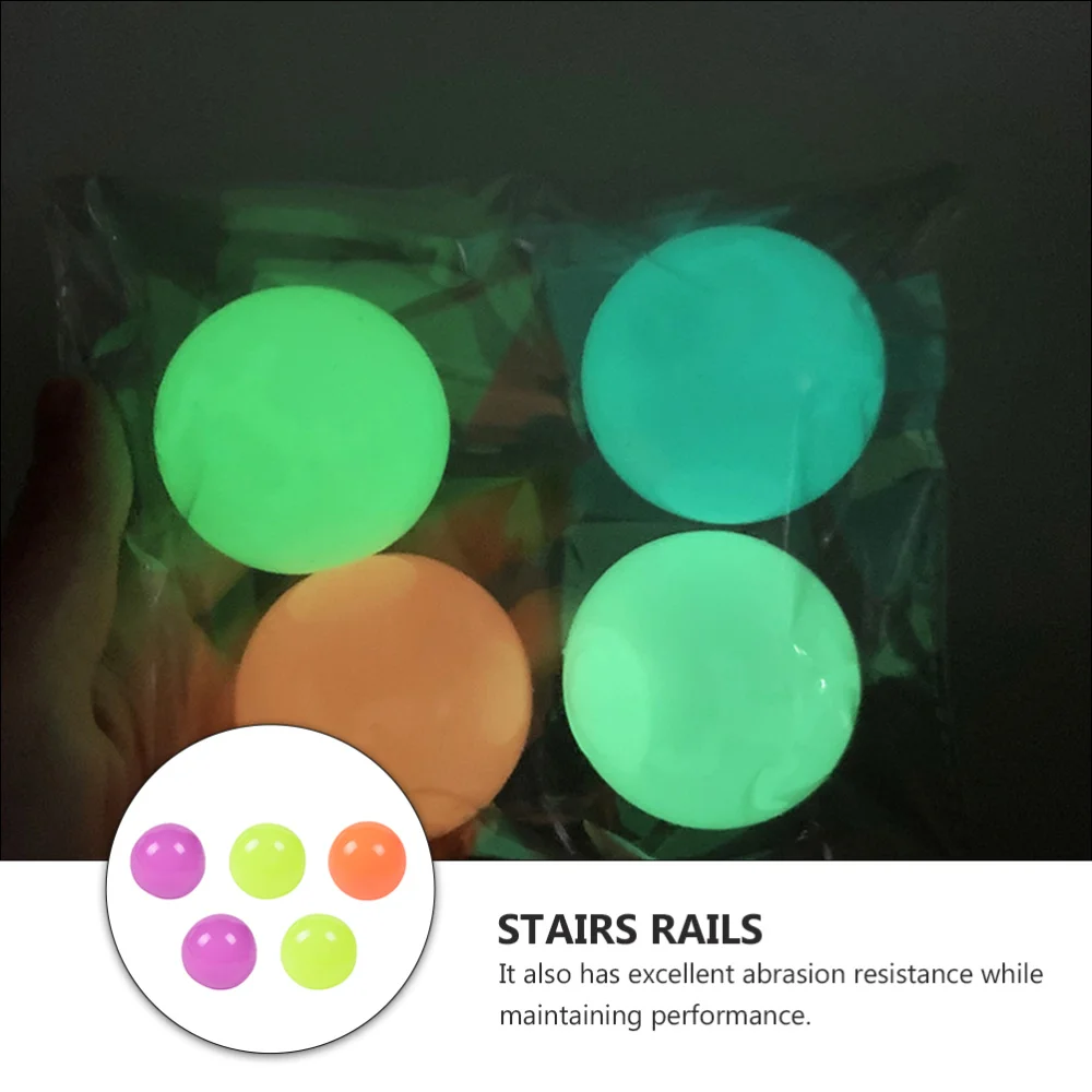 

5Pcs Soft Glow Balls Wall Sticky Stress Relief Toys (Random Color)