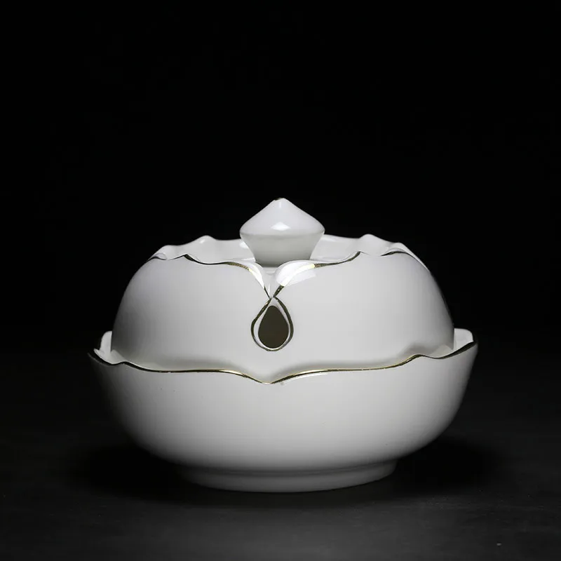

Gold White Porcelain Incense Burner Sandalwood Buddha Incense Burner Indoor Household Bruleur Encens Home Decoration EB5XL