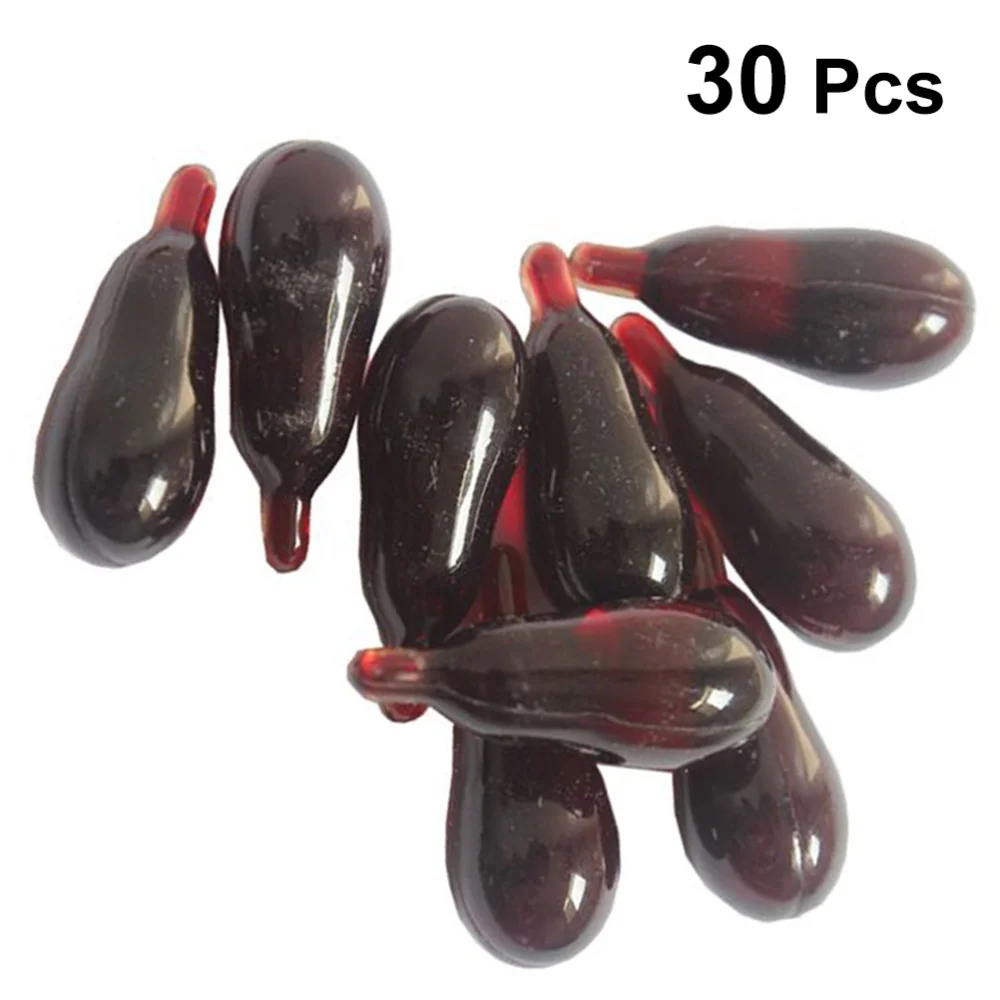 

30pcs Fake Funny Blood Pills Trick Toys Vomiting Blood Capsule Horror Prop for April Fool's Day Cosplay Party Masquera