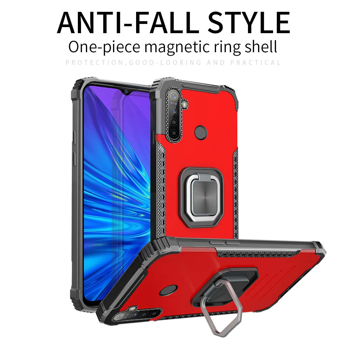

luxury Ring Holder Phone Case For OPPO Reno 5 4 4G 5G Realme C21 C17 7 7i C11 C12 C15 A93 A53 A15 Magnetic Holder Back Cover