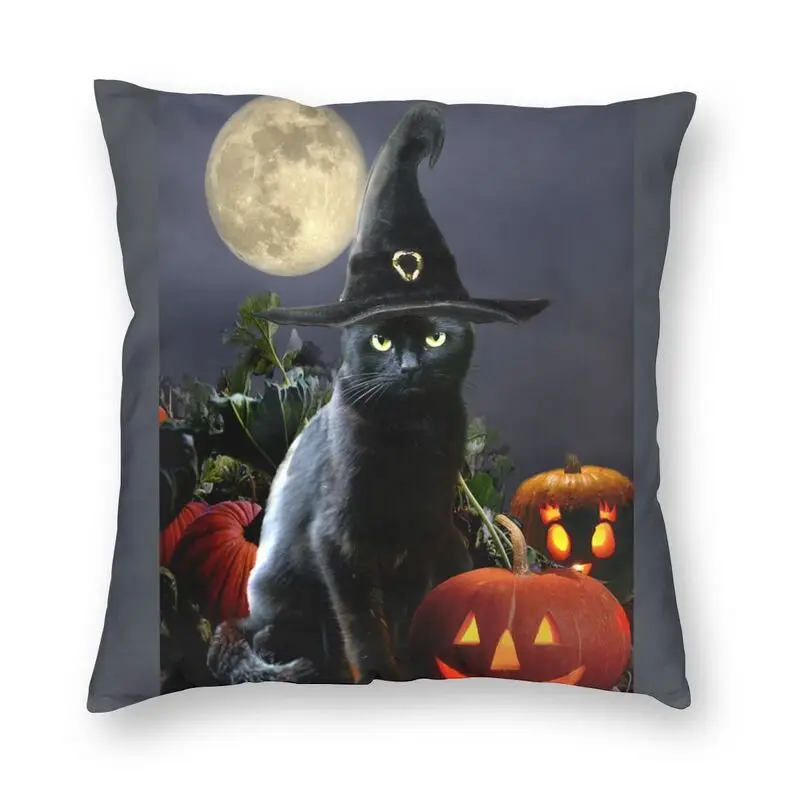 

Черная кошка, Хэллоуин, луна, накидка на подушку, чехол для дивана, спальни, причесывающая тыква, современный Чехол на подушку, домашний деко...