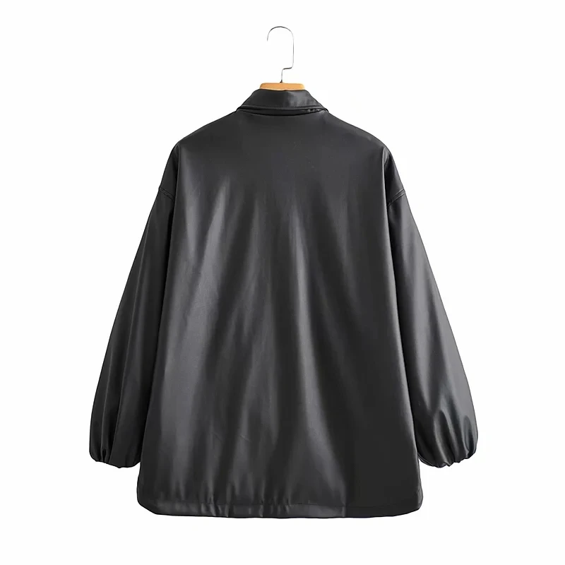 

New autumn style leather jacket jacket PU leather European and American shaggy long-sleeved blouse lapel leather jacket jacket