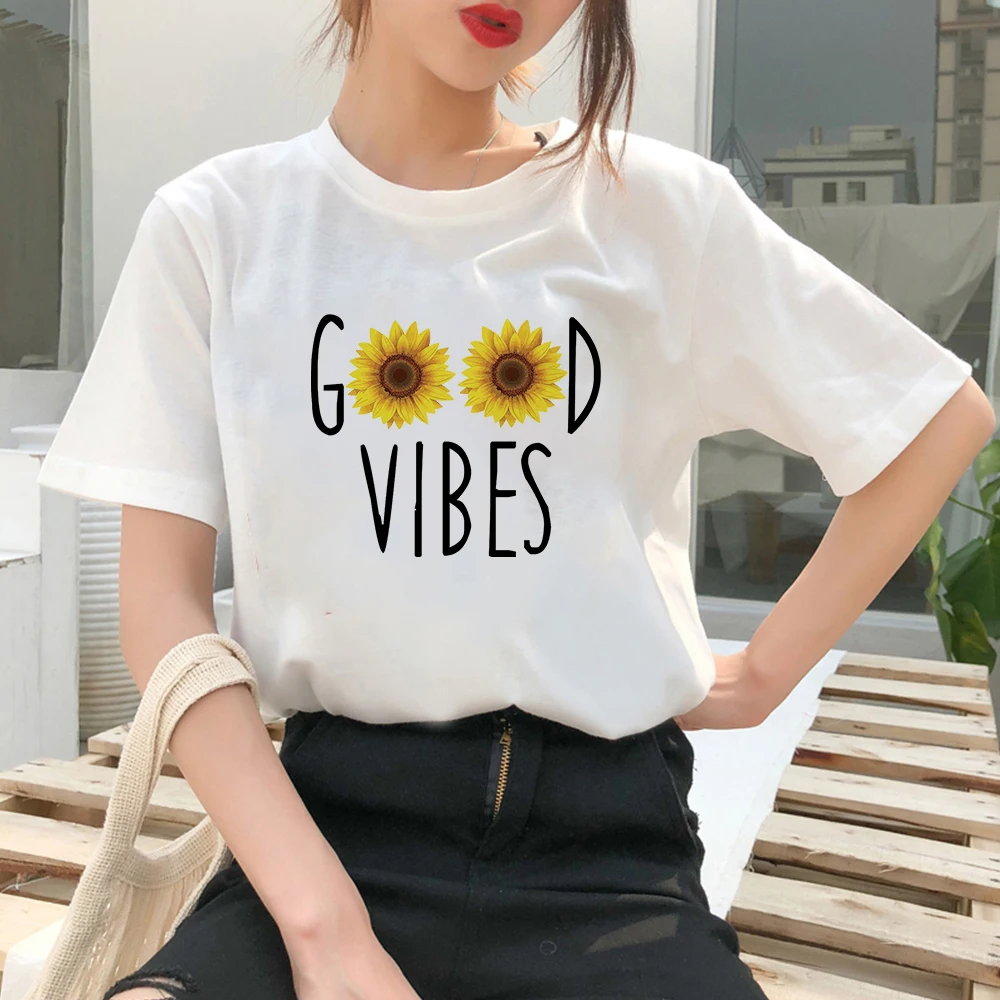

Pizza Universe Women's T Shirts Round Neck White Short Sleeve Hipster Popular Good Vibes Wholesale Tee Shirts Comfy Clothing