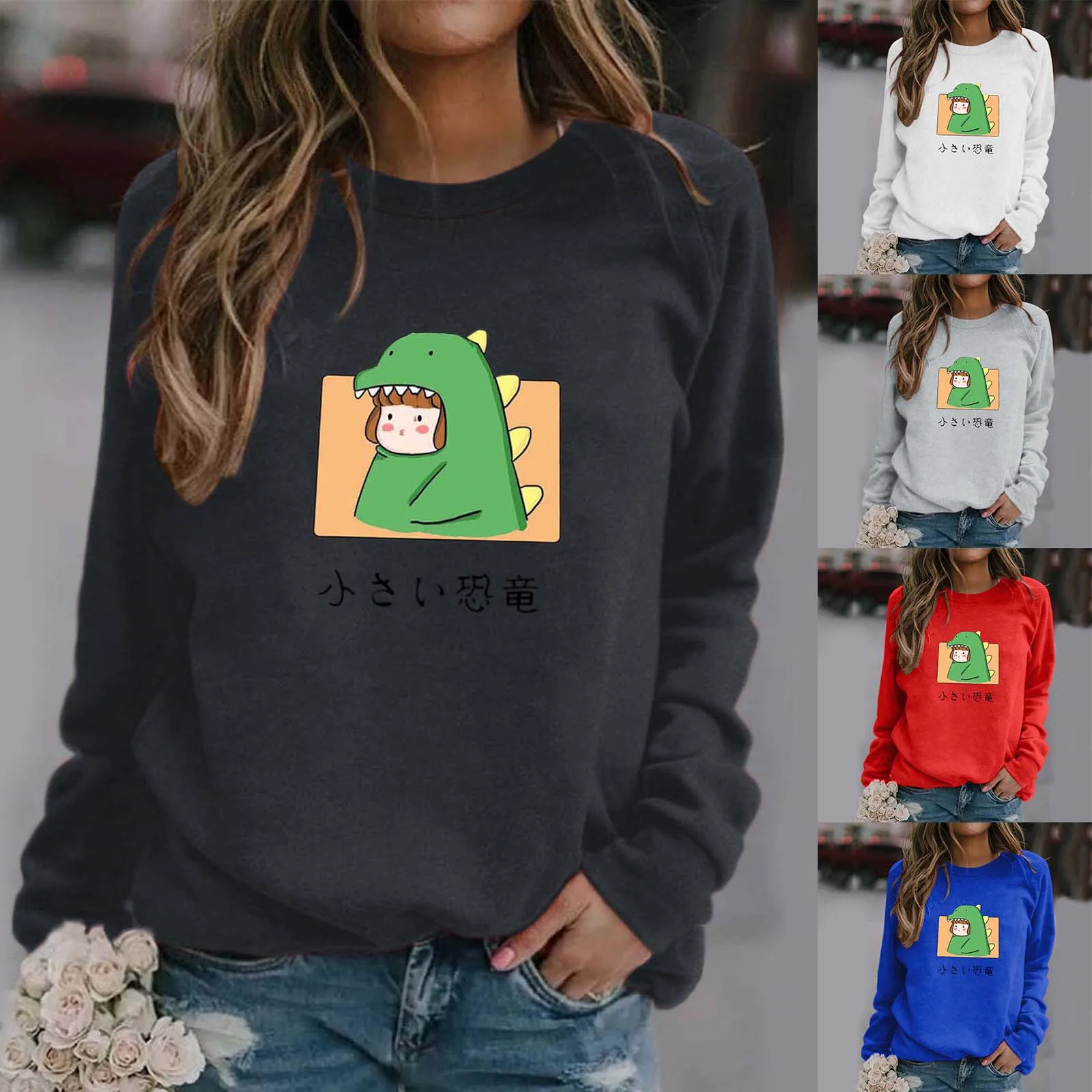 63# Women Hoodies Autumn Winter Sweatshirt Cartoon Fashion Hoody Women's Print Long-sleeved Sweatshirt Casual Blouse Pullover
