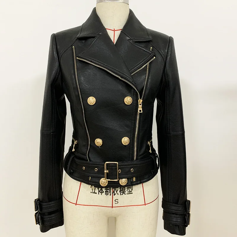2022 new fashion woman genuine sheepskin leather coat spring autumn fall motor jacket female ladies double breasted black pink