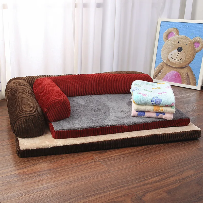 

Dog Bed Soft L Shaped Chaise Lounge Sofa Cushion Pet Cat Dog Bed Couch Fleece Warm Dog Beds For Large Dogs Kennel Puppy Small