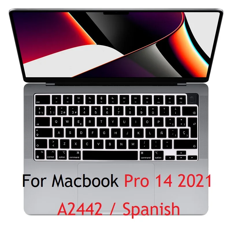 

Чехол для ноутбука Macbook Pro 14 2021 M1 A2442, с испанской и Европейской клавиатурой, силиконовый чехол для Macbook Pro 14 A2442, чехол для ноутбука