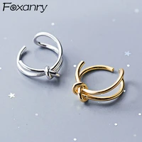 foxanry minimalist 925 stamp party rings for women creative fashion tie knot geometric handmade birthday jewelry gifts