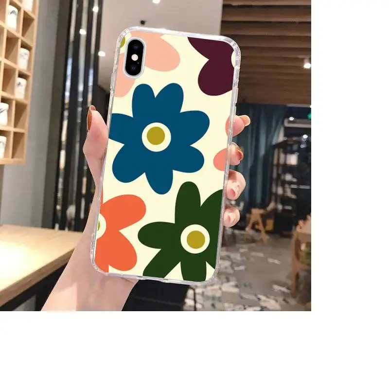 

Shell Fashion Flower Phone Case For Clear-Iphone 5s 6 6s 7 8 11 12 X Xs Xr Pro Plus Max Mini Fundas Cover