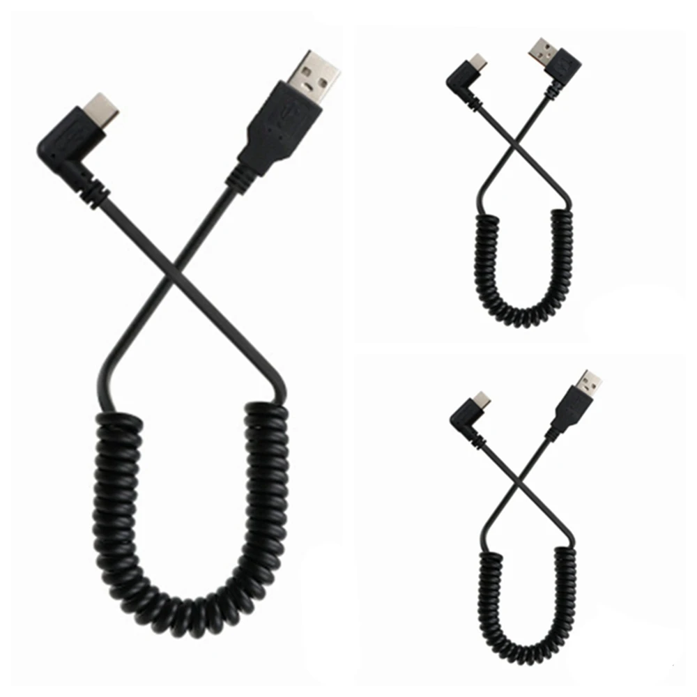 

1M 100CM 3FT Stretch USB-C USB 3.1 type c Type-C Angle male to Right Angled 90 Degree USB 2.0 A male spring Data Cable cord