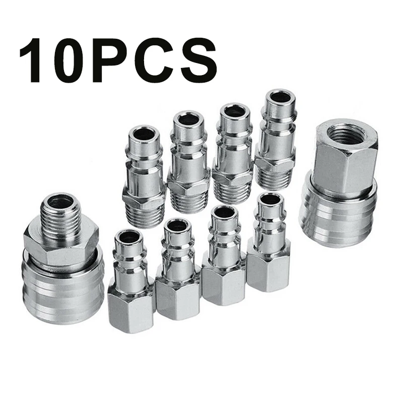 

10 шт., фитинги для воздушных линий 1/4 ''BSP, быстросъемный соединитель компрессора, евро фитинги, муфта, пневматический аксессуар для инструмен...