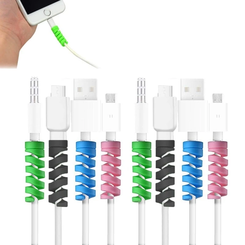10 шт защитный кабель гибкий силиконовый Спиральный USB шнур протектор для iPhone наушников компьютерный кабель - Цвет: Random Mix Color